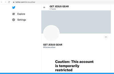 Why did Twitter suspend Get JESU5 Gear?