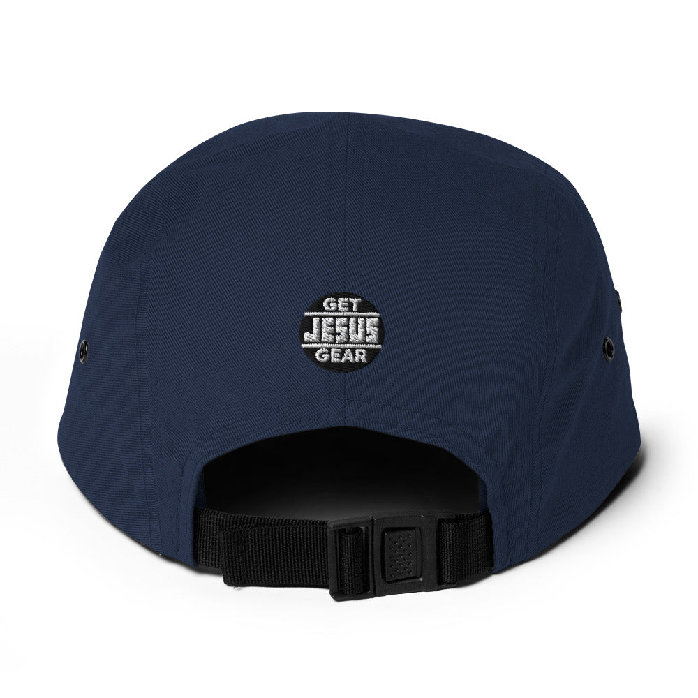 Navy Blue JESUS Hat, Five Panel Cap, Christian Baseball Hats, White Embroidery, JESUS Camper Hats, Back