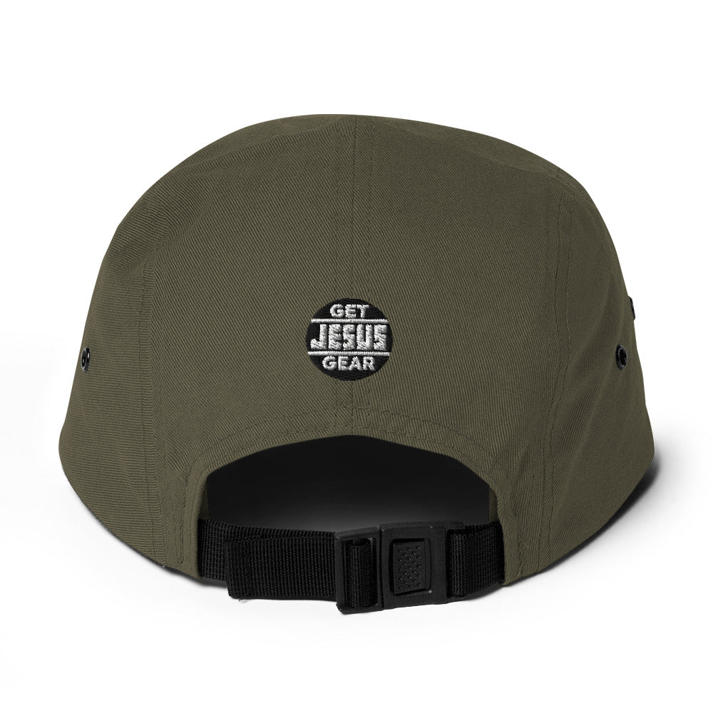 Olive Green JESUS Hat, Five Panel Cap, Christian Baseball Hats, White Embroidery, JESUS Camper Hats, Back