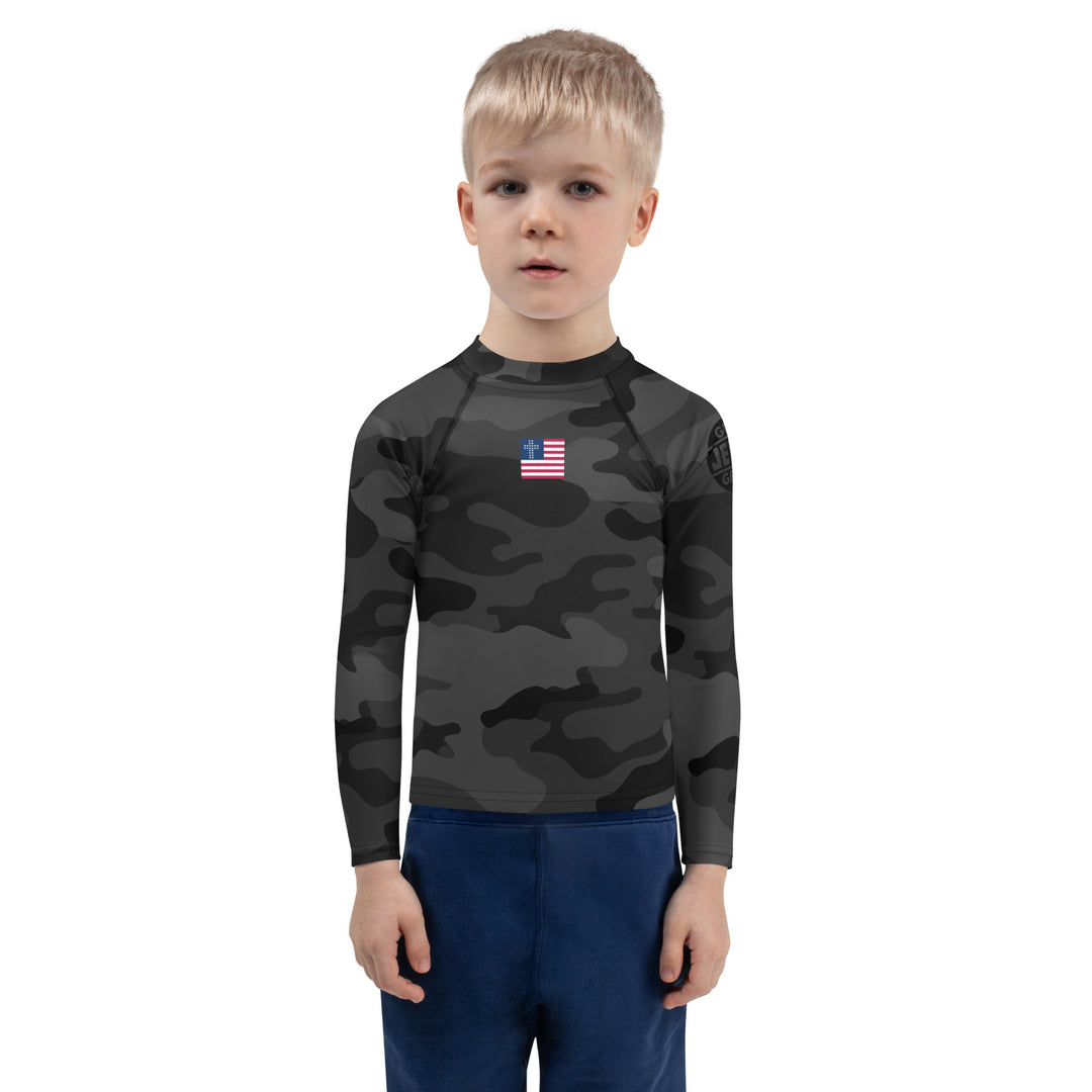 Kids Rash Guard - Black Camo 2.0