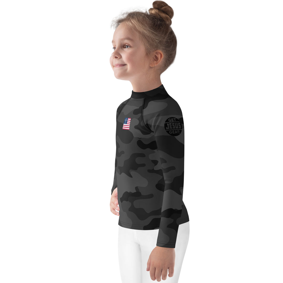 Kids Rash Guard - Black Camo 2.0