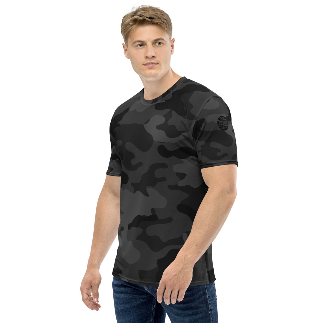 Cross & Stripes, Mens T-Shirt, Black Camo 2.0, Christian, USA, Camo Tees, Left Side