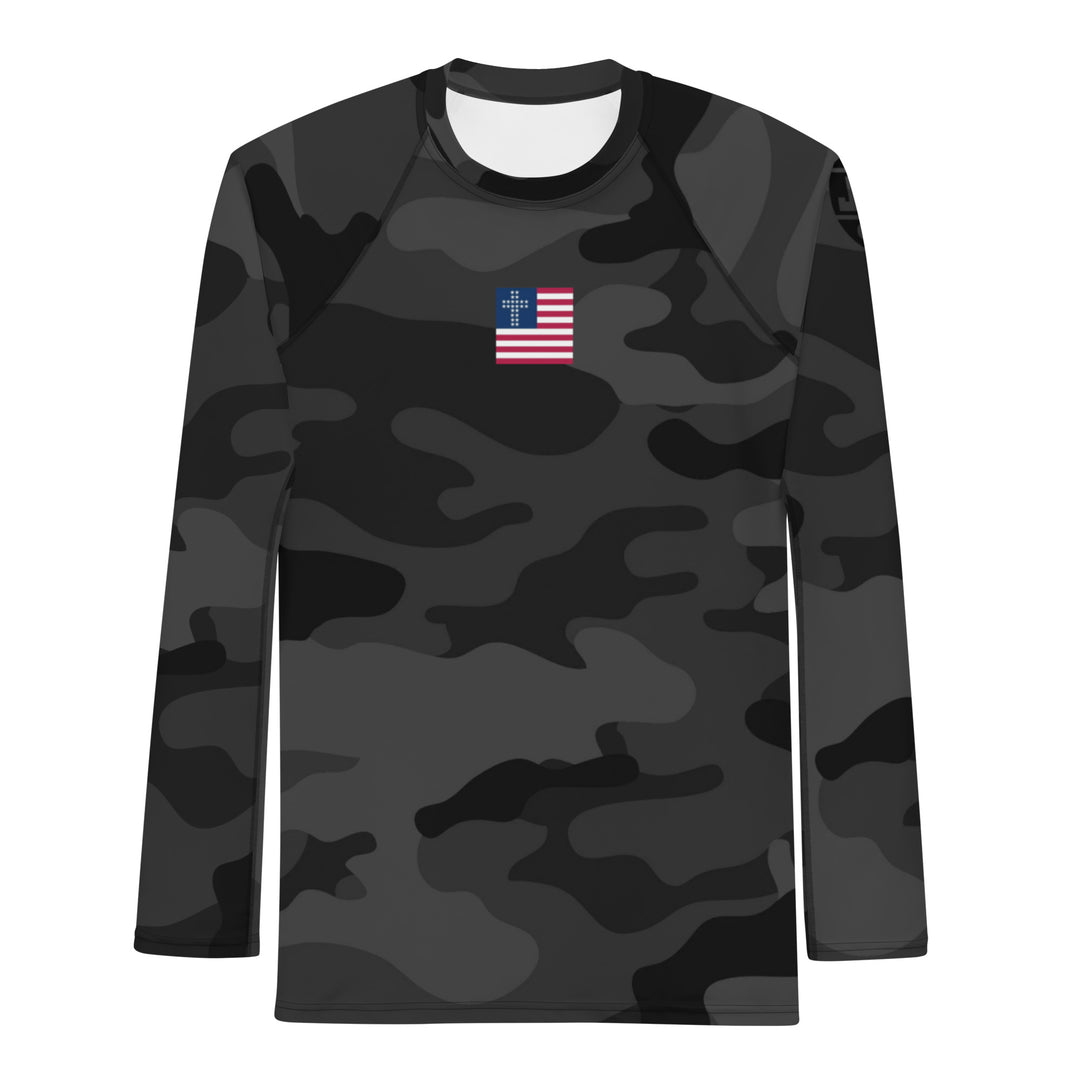 Mens Rash Guard - Black Camo 2.0