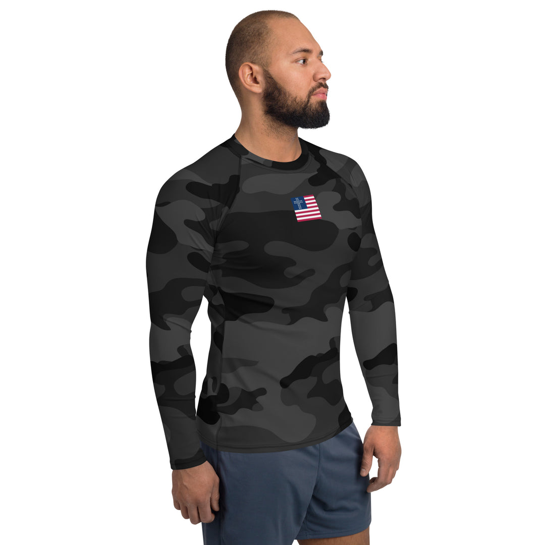 Mens Rash Guard - Black Camo 2.0