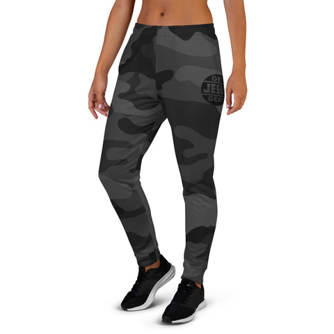 Womens Patriotic Sweatpants Joggers - Black Camo 2.0
