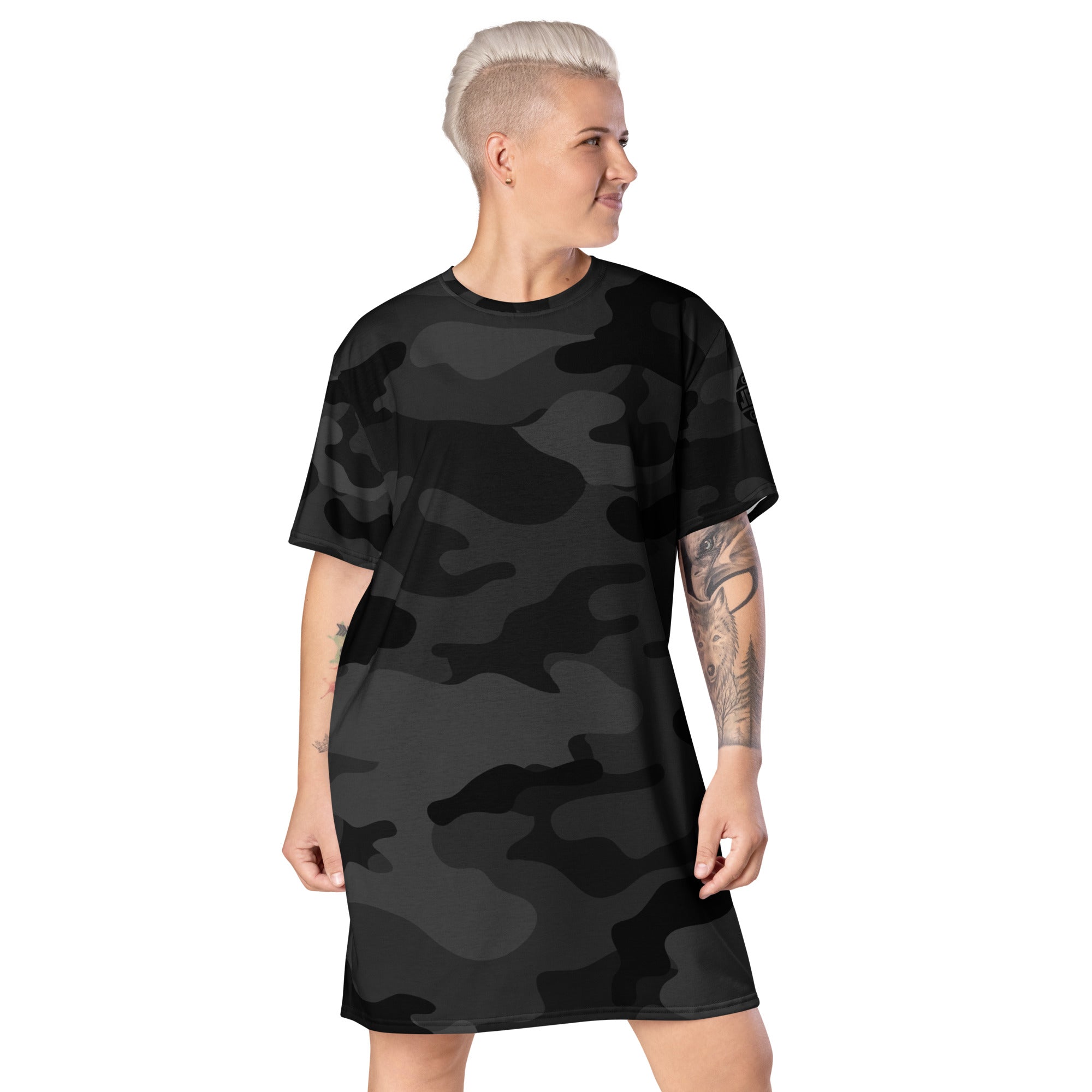 Cross & Stripes, T-Shirt Dress, Black Camo 2.0, Christian, USA, Long Tees, Front