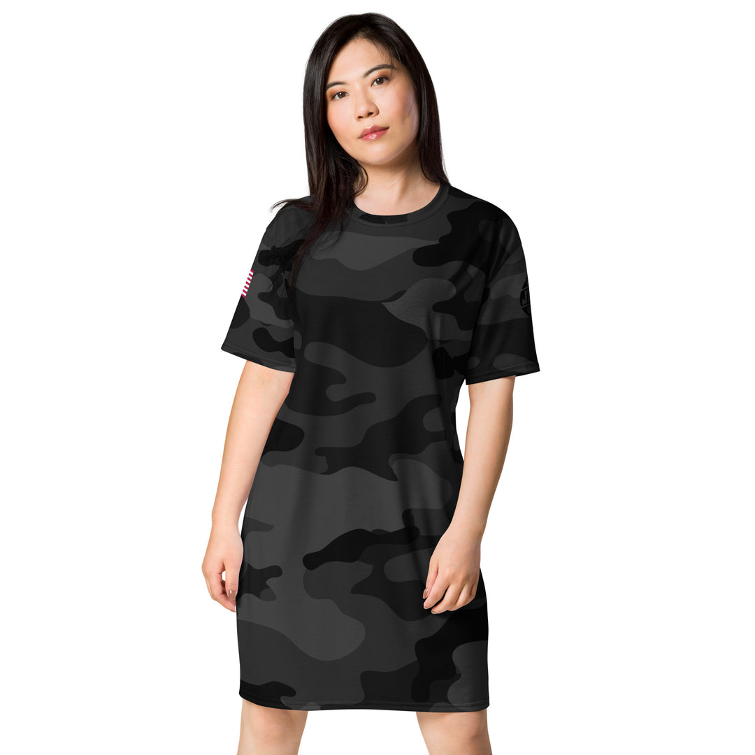 Cross & Stripes, T-Shirt Dress, Black Camo 2.0, Christian, USA, Long Tees, Woman 2