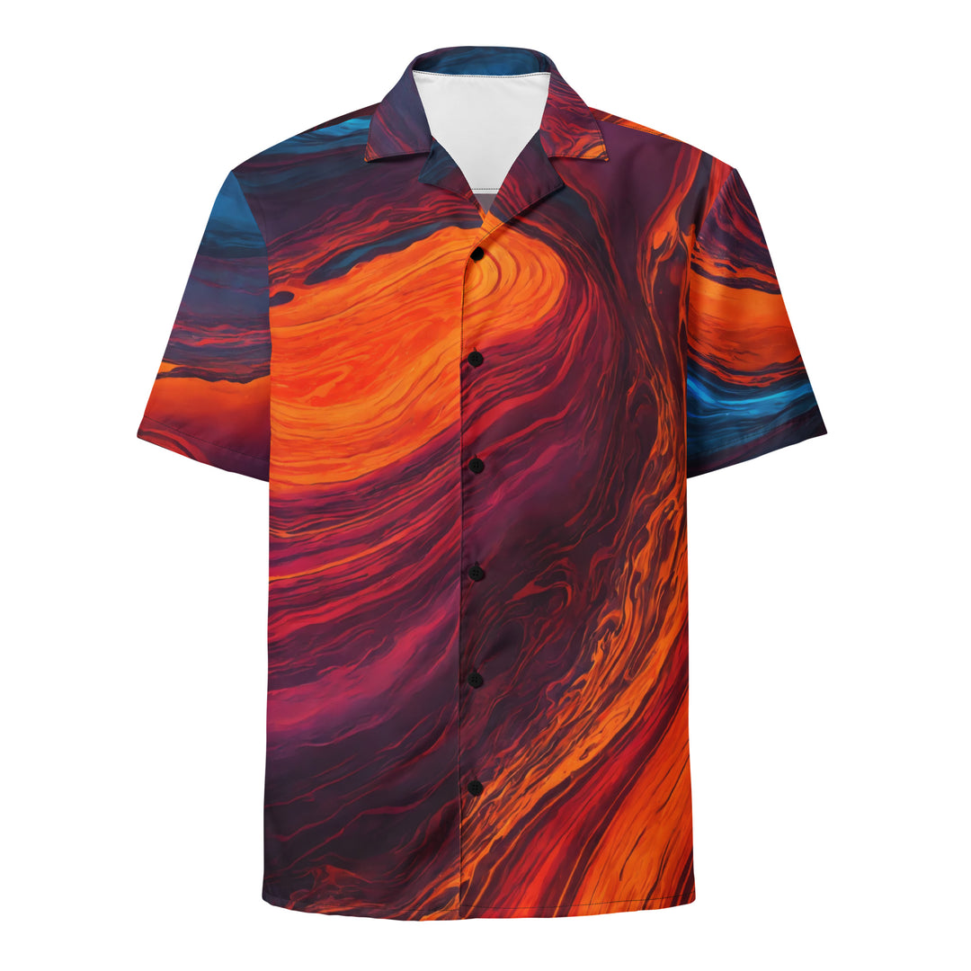 Scenic Shirt, Lava Water, Panoramic Button Shirt, Hawaiian Shirt