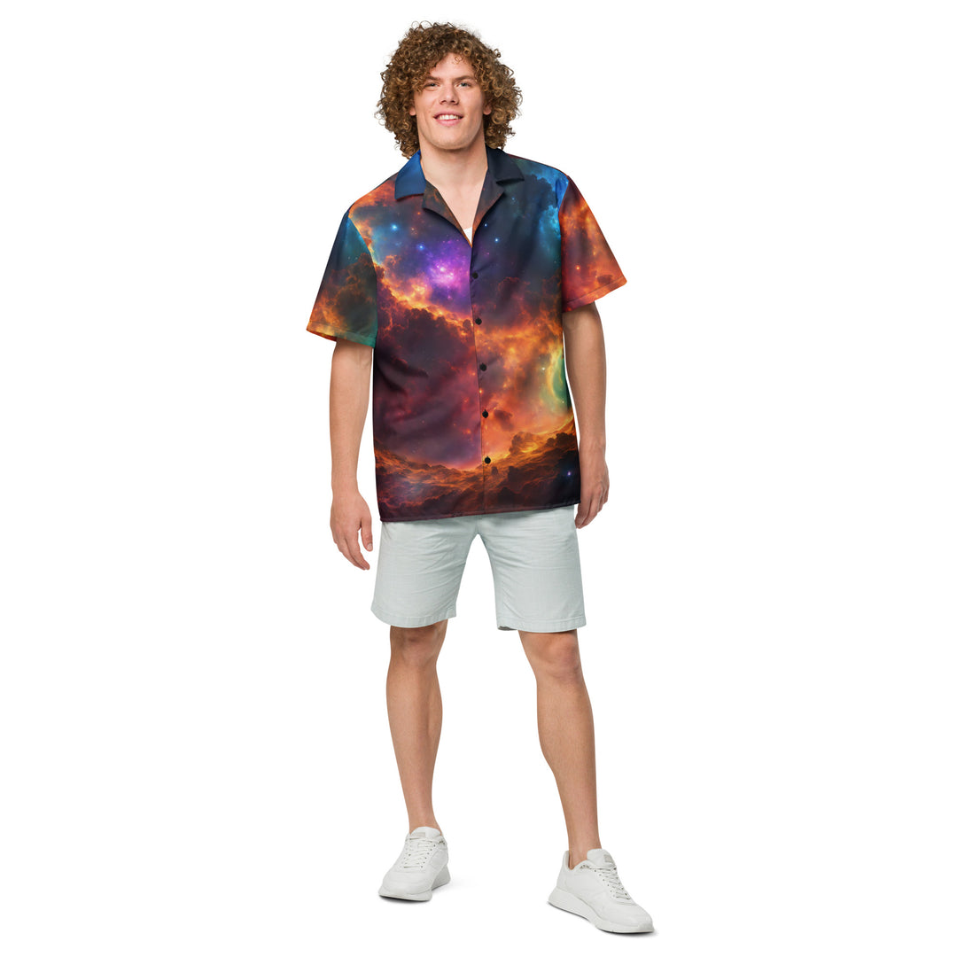 Scenic Shirt, Galactic Cosmos, Panoramic Button Shirt, Galaxy Shirt, Man