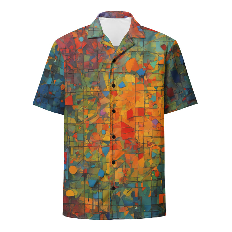 Scenic Shirt, Mosaic Rainbow, Panoramic Button Shirt, Hawaiian Shirt