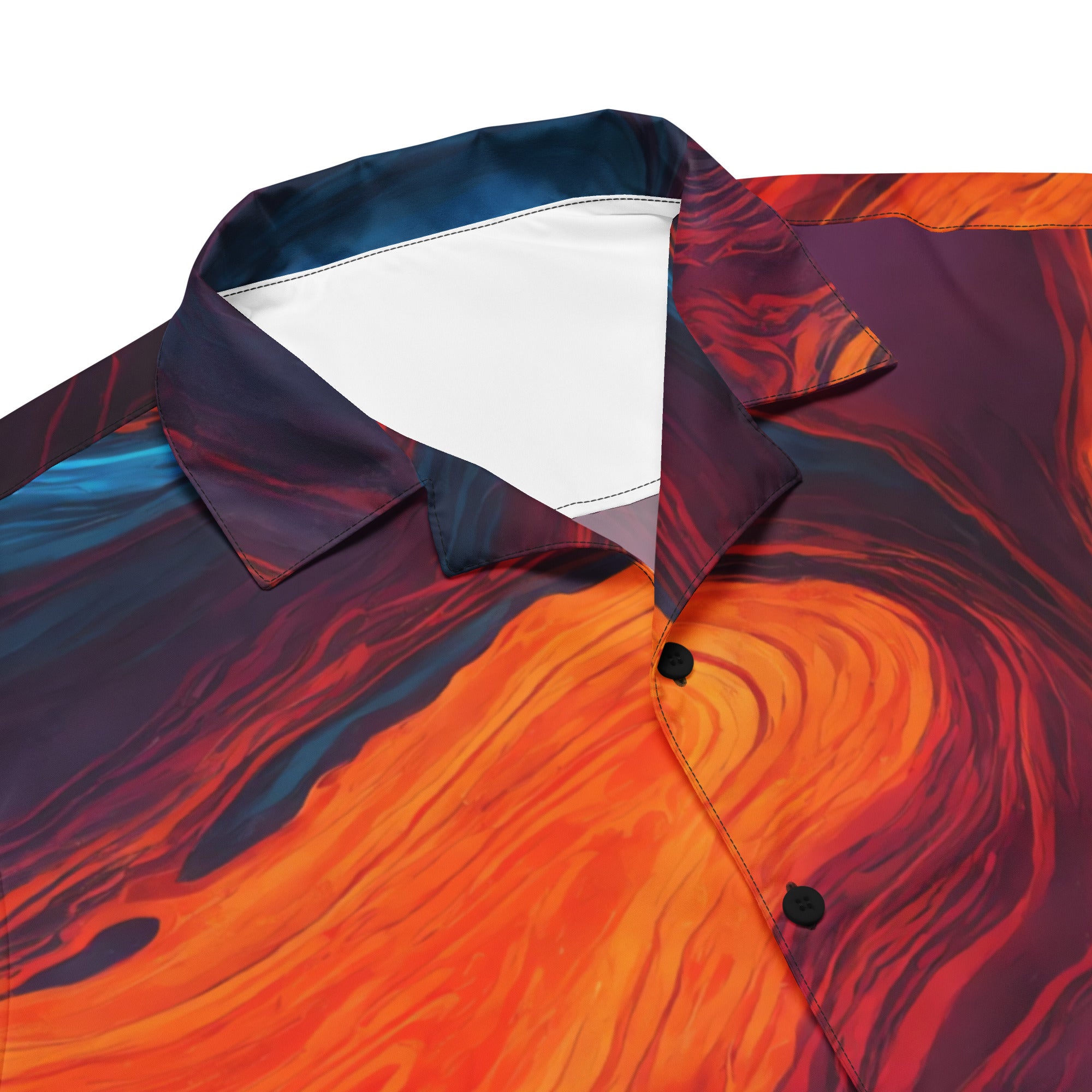 Scenic Shirt, Lava Water, Panoramic Button Shirt, Hawaiian Shirt, Collar