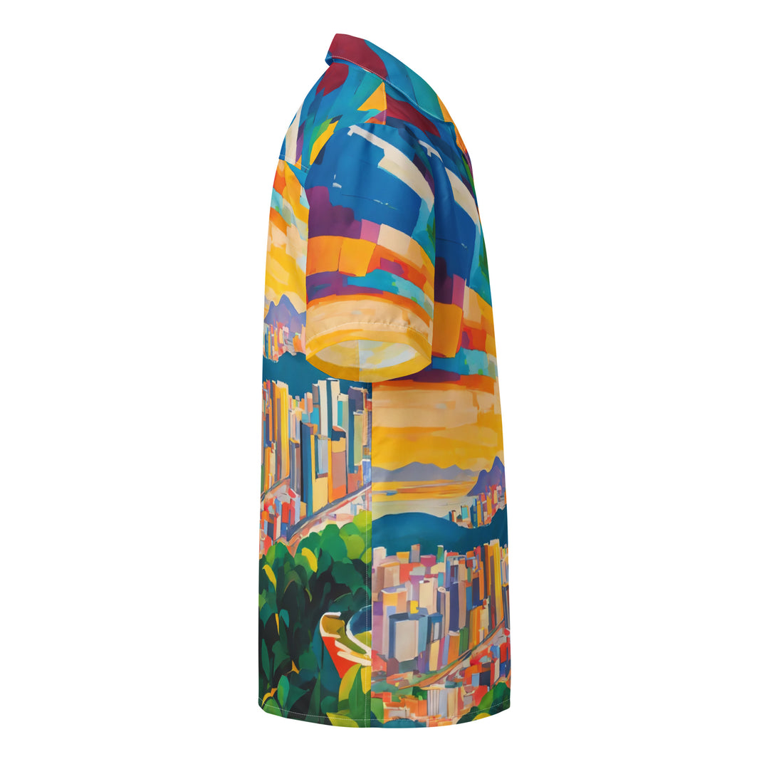 Scenic Shirt, Christ The Redeemer, Statue, Brazil, Panoramic Button Shirt, Hawaiian Shirt, Right Side