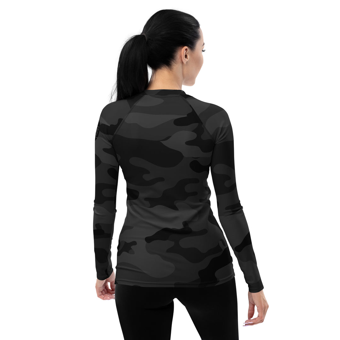 Womens Rash Guard - Black Camo 2.0