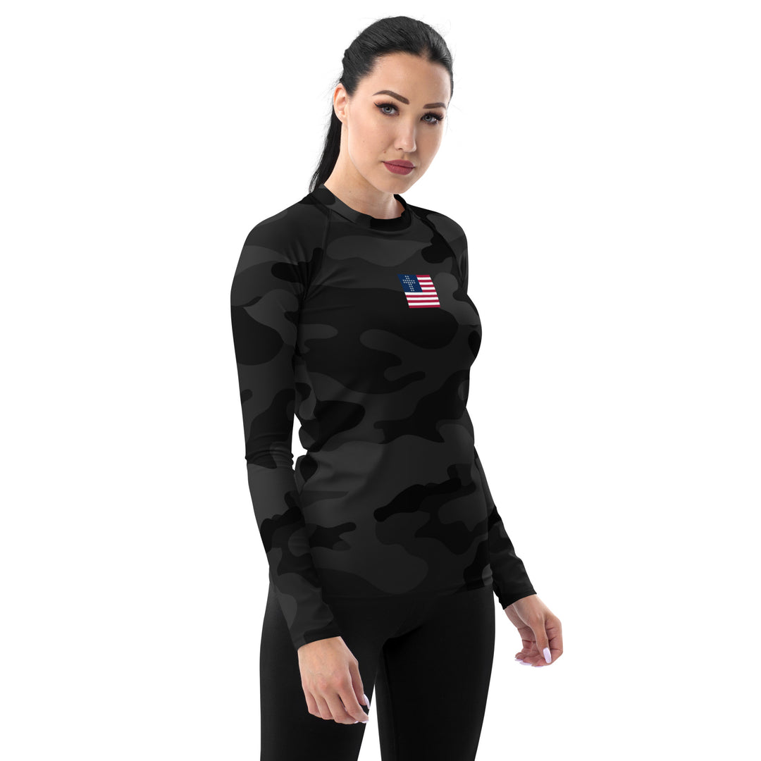 Womens Rash Guard - Black Camo 2.0