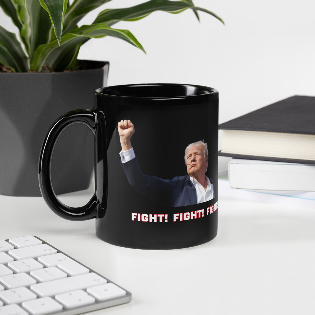 Donald Trump Black Coffee Mug, Trump Fighting Fist, Trump Shooting, Donald Trump Shot, Trump Rally Shooting, Fight Fight Fight