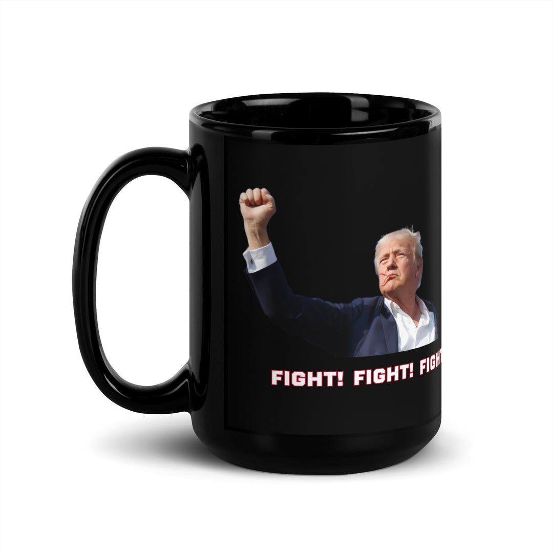 Donald Trump Black Coffee Mug, Trump Fighting Fist, Trump Shooting, Donald Trump Shot, Trump Rally Shooting, Fight Fight Fight