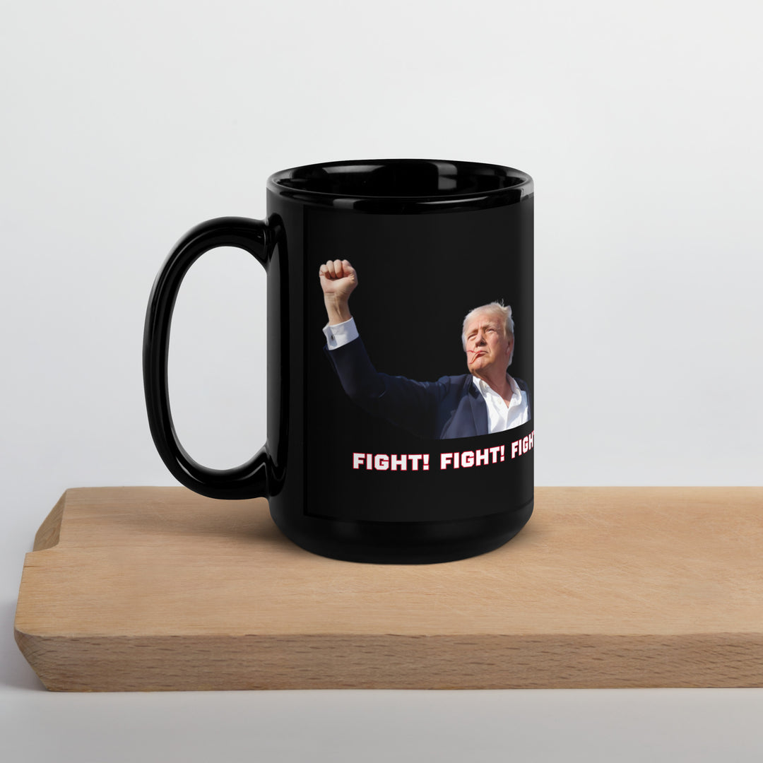 Donald Trump Black Coffee Mug, Trump Fighting Fist, Trump Shooting, Donald Trump Shot, Trump Rally Shooting, Fight Fight Fight