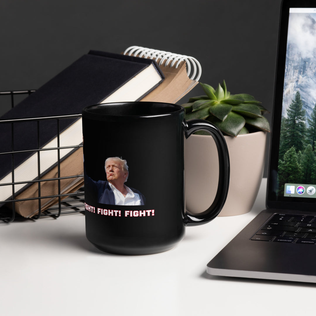 Donald Trump Black Coffee Mug, Trump Fighting Fist, Trump Shooting, Donald Trump Shot, Trump Rally Shooting, Fight Fight Fight