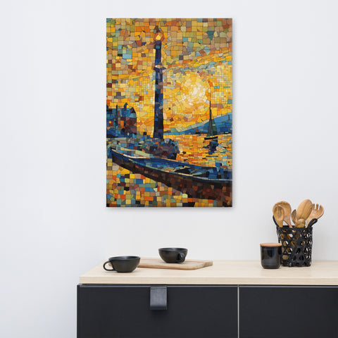 Van Gogh Boat at Dock, Mosaic Art, Lost Artwork, Vincent Van Gogh Canvas