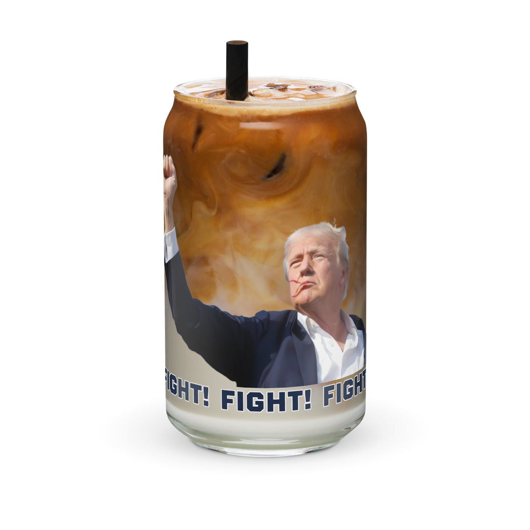 Donald Trump Can-Shaped Glass, Trump Drinkware, Lid, Straw, Trump Fight