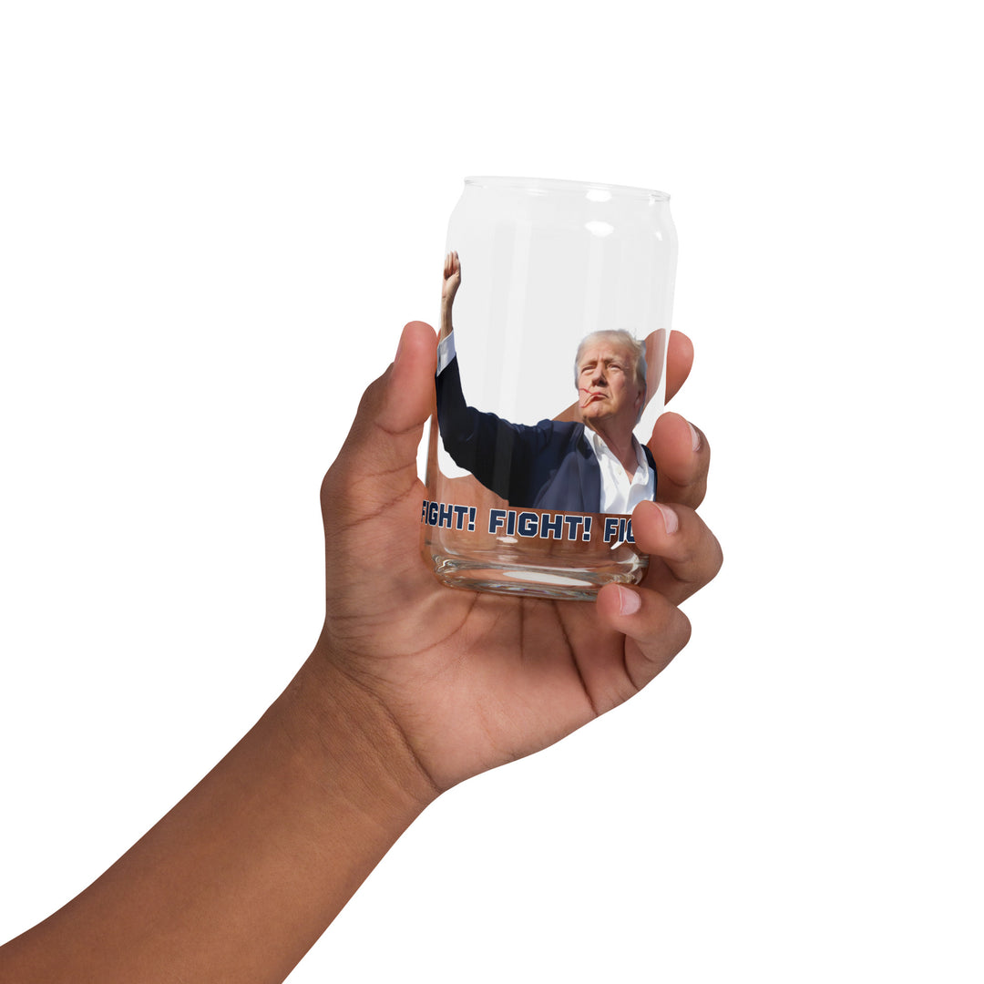 Donald Trump Can-Shaped Glass, Trump Drinkware, Lid, Straw, Trump Fight