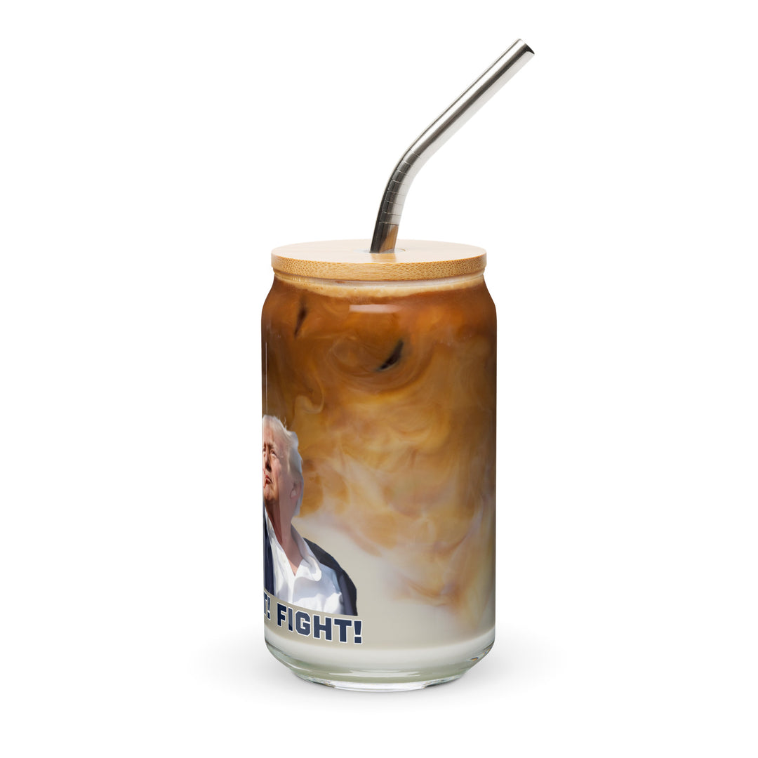 Donald Trump Can-Shaped Glass, Trump Drinkware, Lid, Straw, Trump Fight