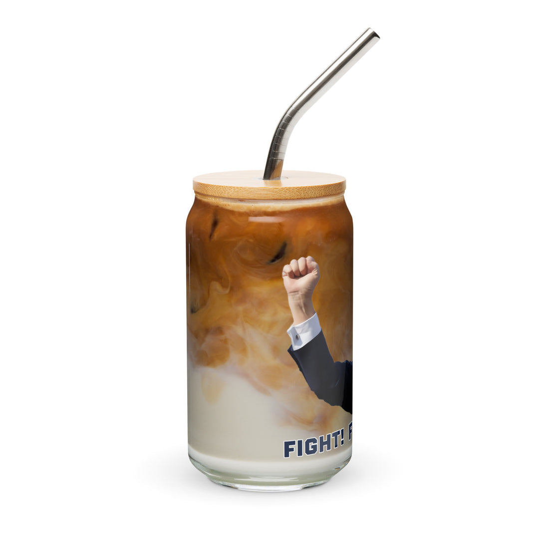 Donald Trump Can-Shaped Glass, Trump Drinkware, Lid, Straw, Trump Fight