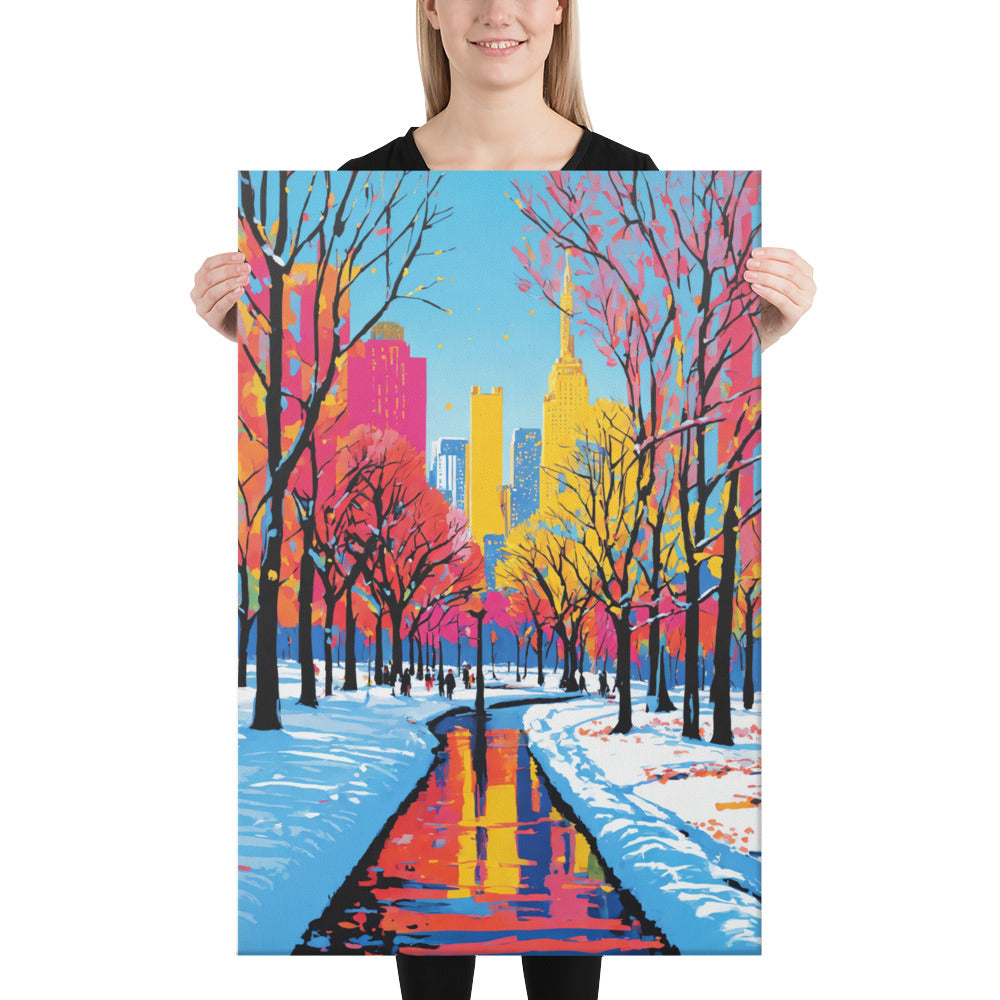 Central Park, arte de parede em tela de Nova York, arte de parede moderna, arte de parede em tela de Nova York, arte de parede de Andy Warhol, arte de parede em tela de inverno