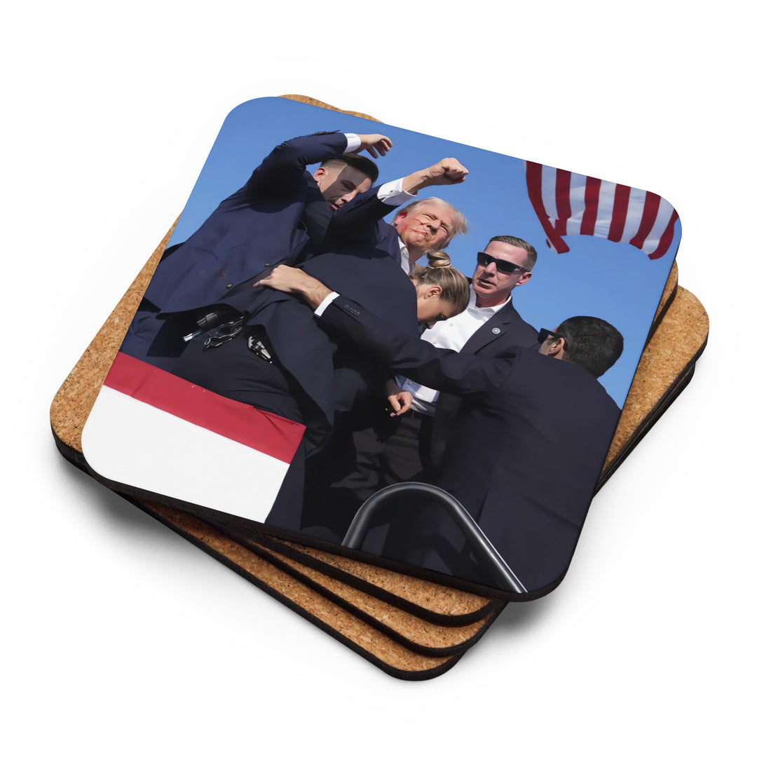 Donald Trump Coaster, Trump Shooting, Shot, Fist, Fight, President, Coffee, Mug, Drink, Decor