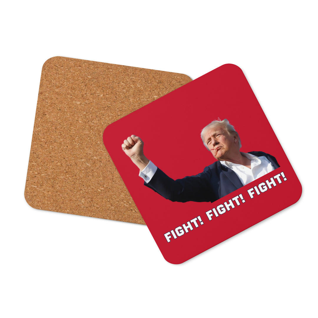 Donald Trump Coaster, Red, Trump Fighting Fist, Trump Shooting, Donald Trump Shot, Trump Rally Shooting, Fight Fight Fight, Trump Drinkware