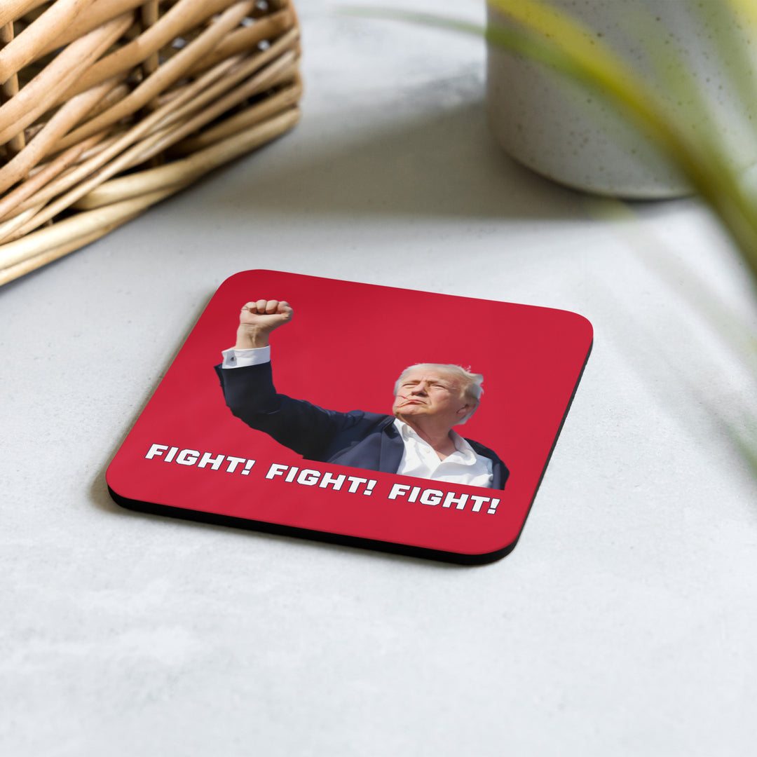 Donald Trump Coaster, Red, Trump Fighting Fist, Trump Shooting, Donald Trump Shot, Trump Rally Shooting, Fight Fight Fight, Trump Drinkware