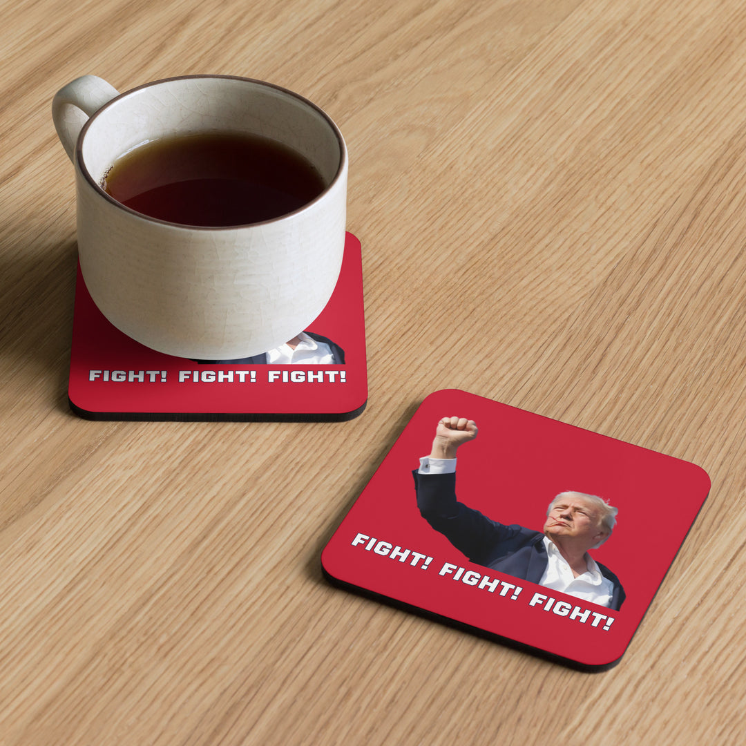 Donald Trump Coaster, Red, Trump Fighting Fist, Trump Shooting, Donald Trump Shot, Trump Rally Shooting, Fight Fight Fight, Trump Drinkware