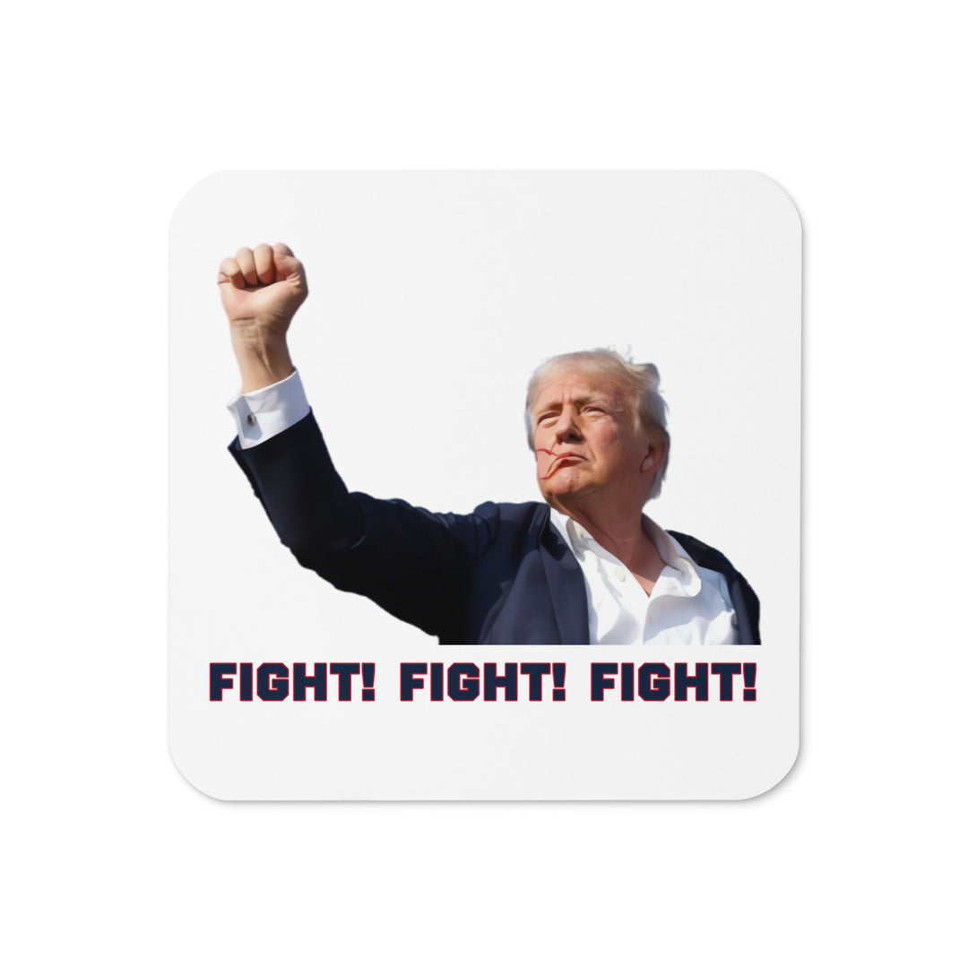 Donald Trump Coaster, White, Trump Fighting Fist, Trump Shooting, Donald Trump Shot, Trump Rally Shooting, Fight Fight Fight, Trump Drinkware