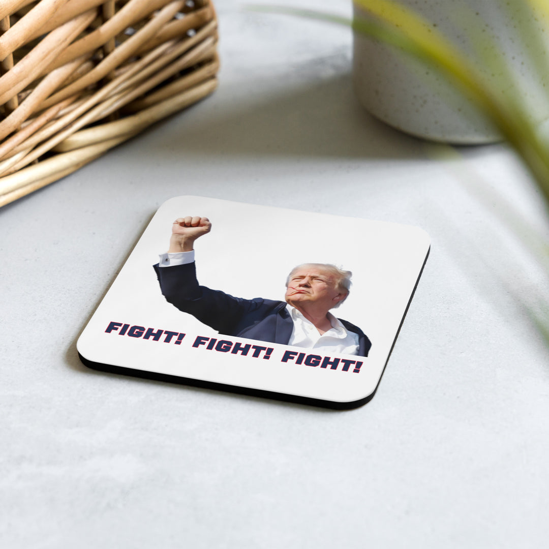 Donald Trump Coaster, White, Trump Fighting Fist, Trump Shooting, Donald Trump Shot, Trump Rally Shooting, Fight Fight Fight, Trump Drinkware