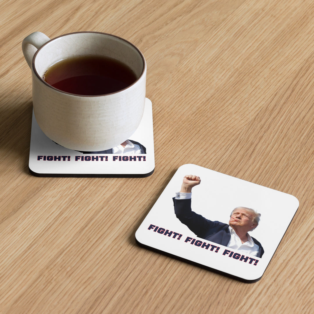 Donald Trump Coaster, White, Trump Fighting Fist, Trump Shooting, Donald Trump Shot, Trump Rally Shooting, Fight Fight Fight, Trump Drinkware