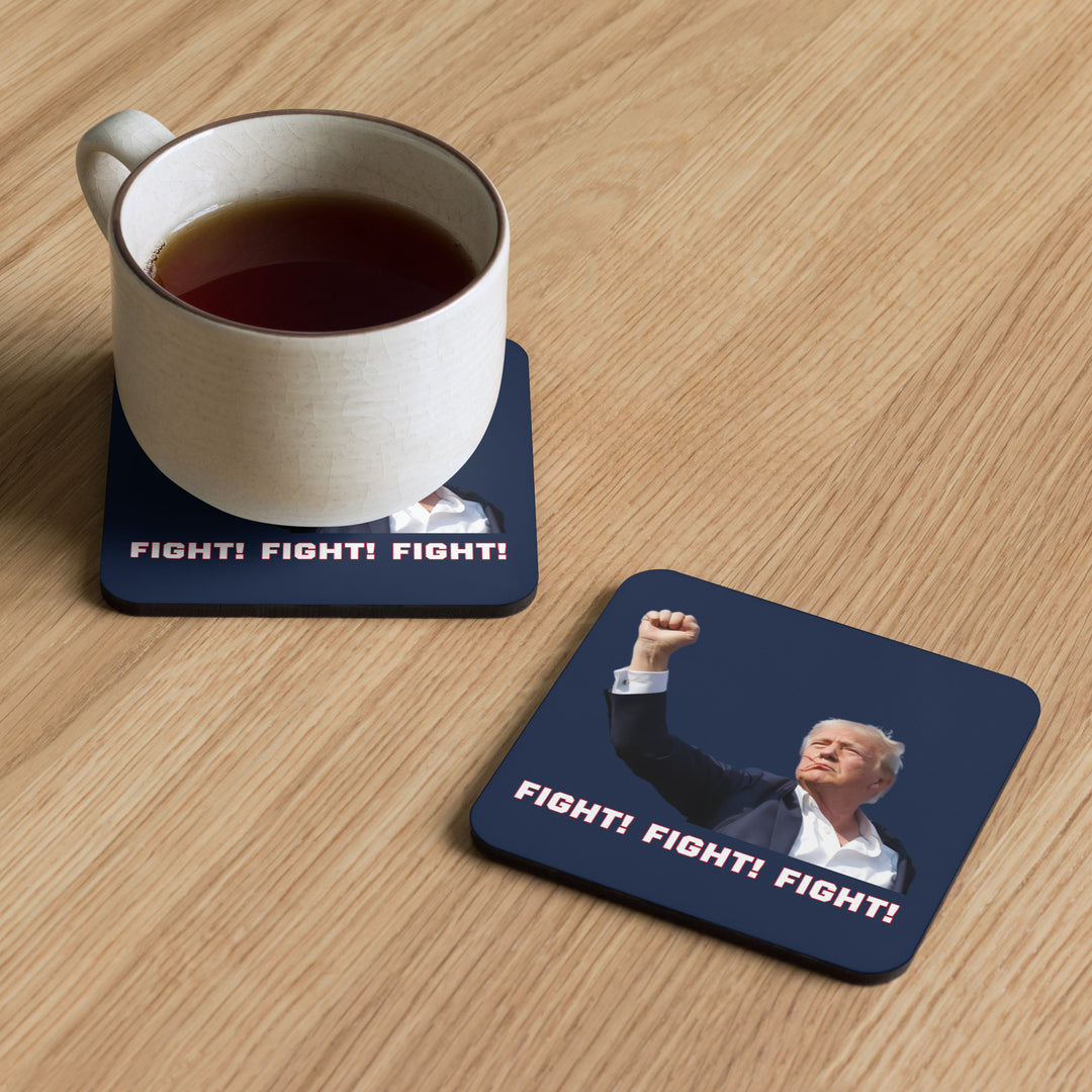 Donald Trump Navy Blue Coaster, Trump Fighting Fist, Trump Shooting, Donald Trump Shot, Trump Rally Shooting, Fight, Trump Drinkware