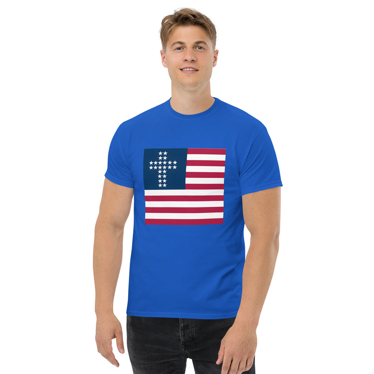Cross & Stripes, Royal Blue Tee, Christian, American Flag, JESUS Shirt, Patriotic Tee, USA Shirts