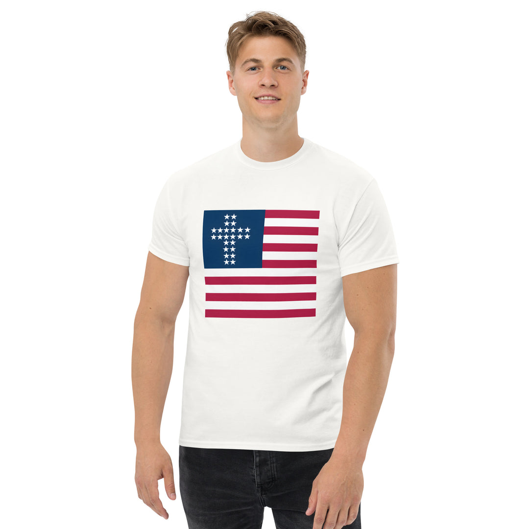 Cross & Stripes, White Tee, Christian, American Flag, JESUS Shirt, Patriotic Tee, USA Shirts
