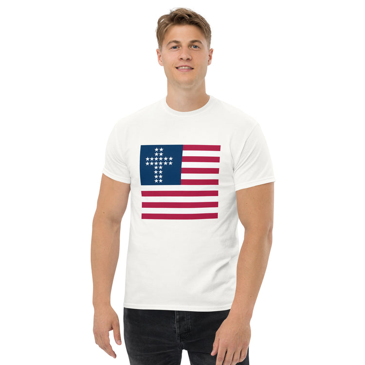 Cross & Stripes, White Tee, Christian, American Flag, JESUS Shirt, Patriotic Tee, USA Shirts