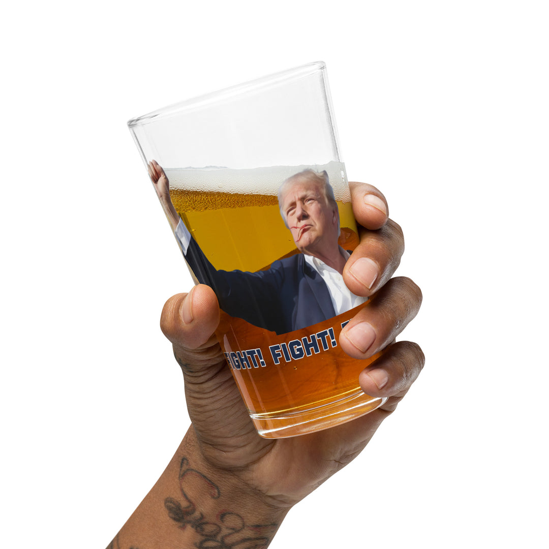 Donald Trump Shaker Pint Glass, Trump Barware, Trump Drinkware, Trump Fight Glassware