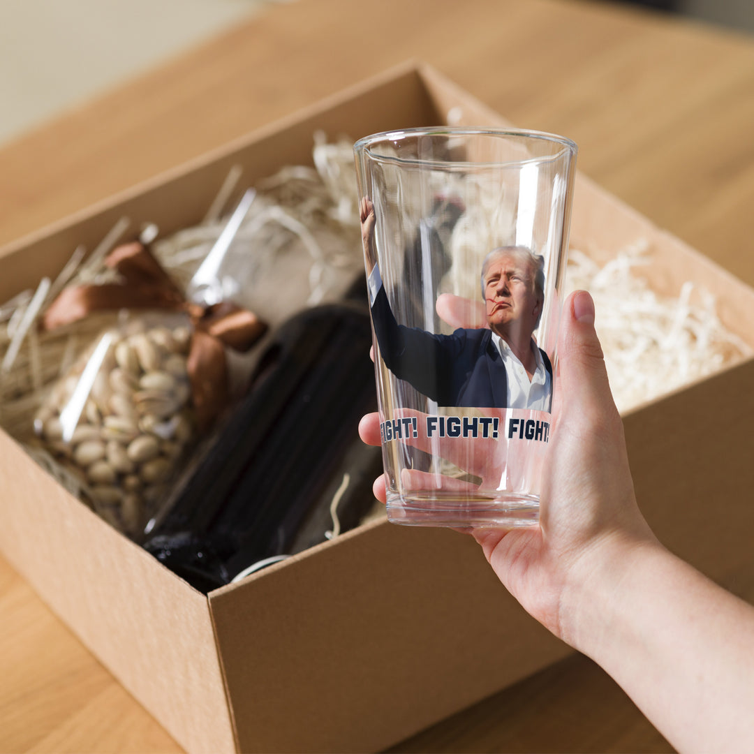 Donald Trump Shaker Pint Glass, Trump Barware, Trump Drinkware, Trump Fight Glassware