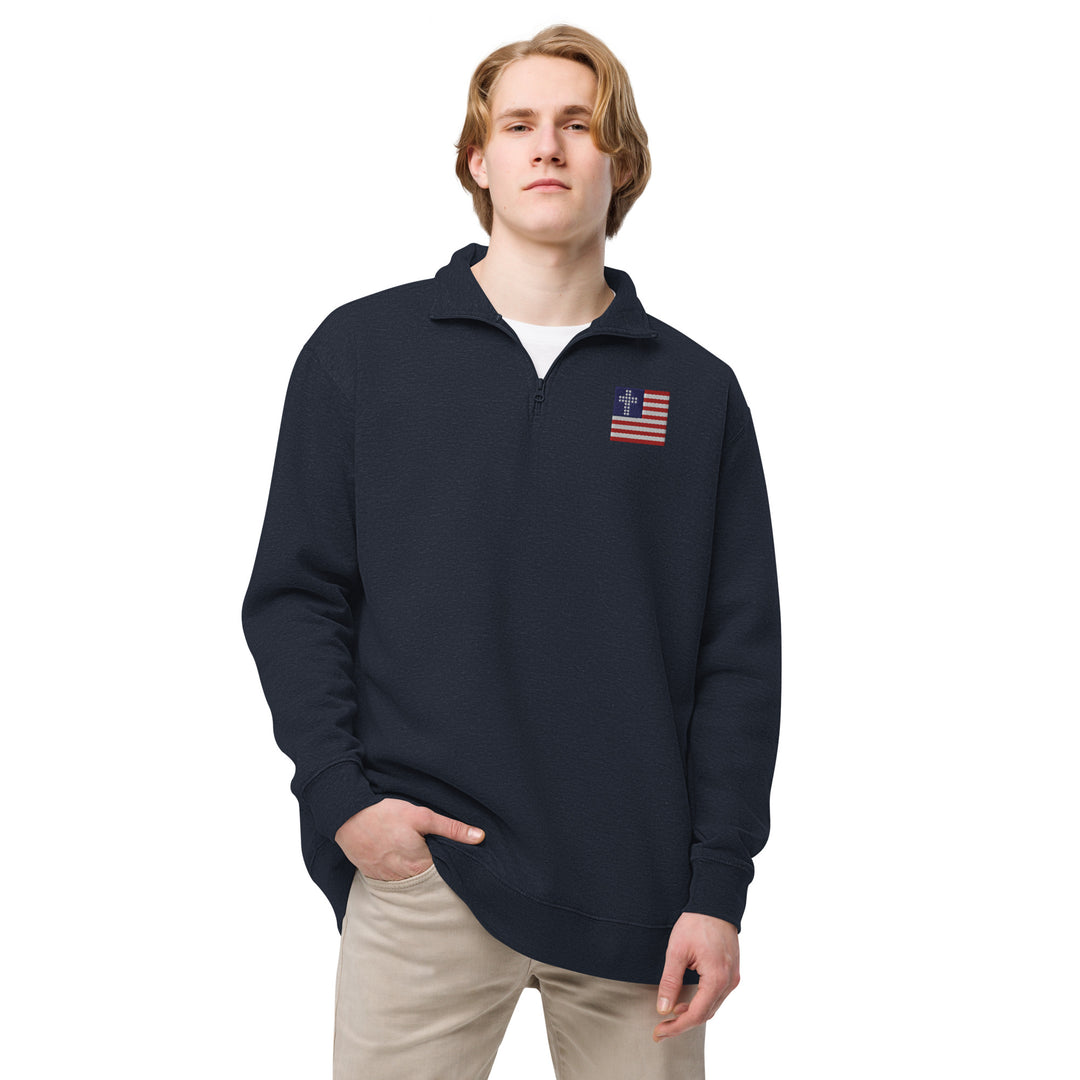 Patriotic Christian USA Flag Fleece Pullover Jacket