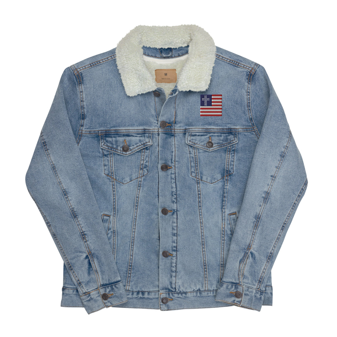 Unisex Denim Sherpa Jacket - Cross & Stripes