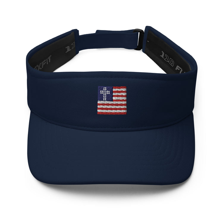 Cross & Stripes Visor, Navy Blue, Christian Golf Visors, USA Tennis Visor, Jesus, Patriotic