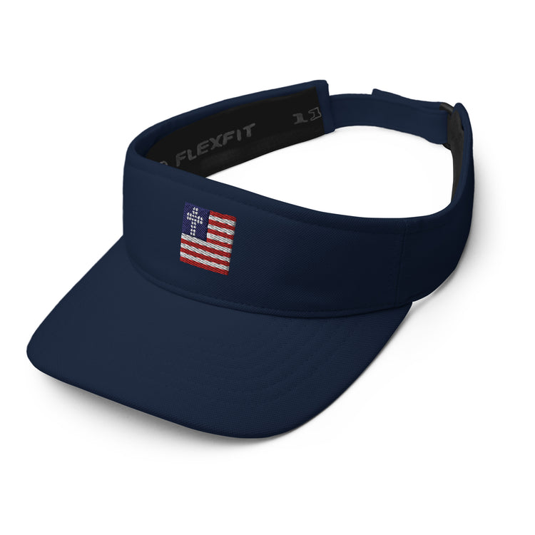 Cross & Stripes Visor, Navy Blue, Christian Golf Visors, USA Tennis Visor, Jesus, Patriotic