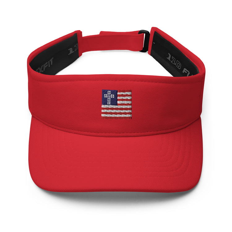 Cross & Stripes Visor, Red, Christian Golf Visors, USA Tennis Visor, Jesus, Patriotic