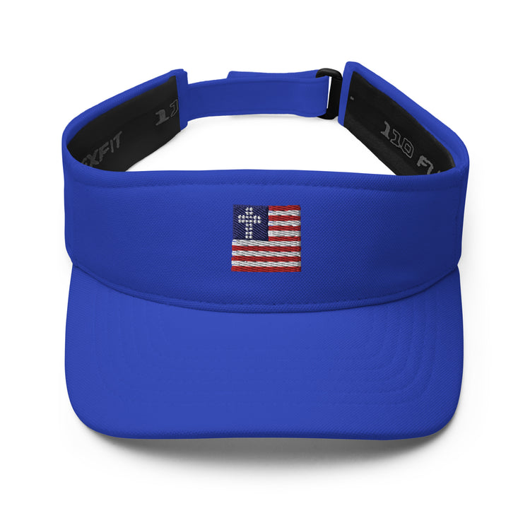 Cross & Stripes Visor, Royal Blue, Christian Golf Visors, USA Tennis Visor, Jesus, Patriotic