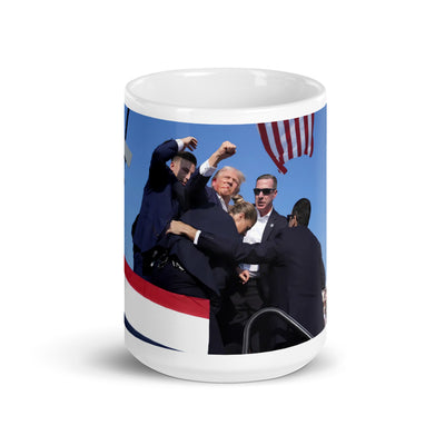 Donald Trump Coffee Mug, White, Trump Shooting, Shot, Fist, Fight, President, Coffee, Tea, Drinkware, Ear, 2024