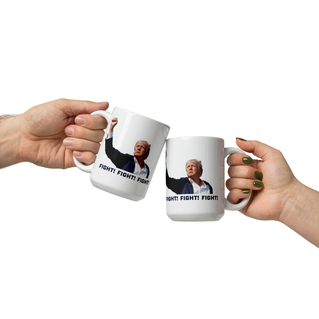 Donald Trump White Coffee Mug, Trump Fighting Fist, Trump Shooting, Donald Trump Shot, Trump Rally Shooting, Fight Fight Fight