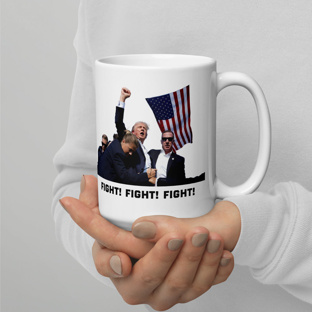 Donald Trump Coffee Mug, White, Trump Shooting, Donald Trump Shooting, Trump Rally Shooting, Fight Fight Fight, Trump Coffee Mugs 2024